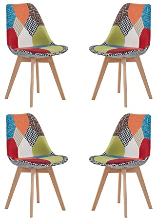 EGOONM 4er Set stühle Esszimmerstühle mit Massivholz Buche Bein, Retro Design Gepolsterter Stuhl Küchenstuhl Holz (Rot)