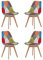 EGOONM 4er Set stühle Esszimmerstühle mit Massivholz Buche Bein, Retro Design Gepolsterter Stuhl Küchenstuhl Holz (Rot)