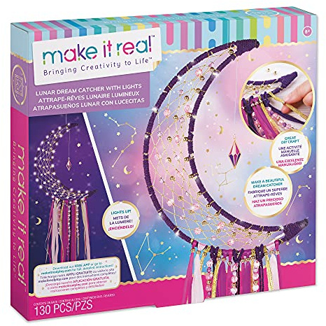 Make It Real Skylight Moon Traumfänger mit Lichterketten – DIY-Kunst- und Bastelarbeiten für Kinder – Geschenke für Mädchen