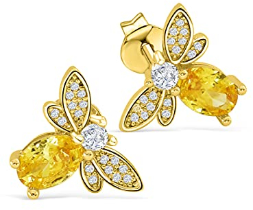 VIASOUL® Ohrringe Biene I Happy Honey Bee Ohrringe für Damen I Kleine Biene Ohrring I Mit 585er Gold überzogen I Der Original Happy-Bee Ohrstecker