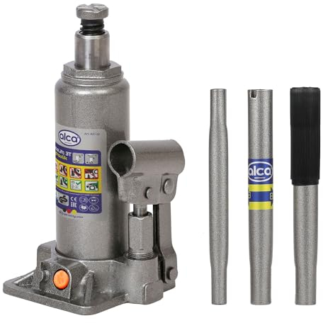 alca® hydraulischer Wagenheber 3t im Koffer I Stempelwagenheber aus Stahl I Hubhöhe 195–380 mm I Autoheber für PKW SUV Transporter I Unterstellheber für Werkstatt und unterwegs