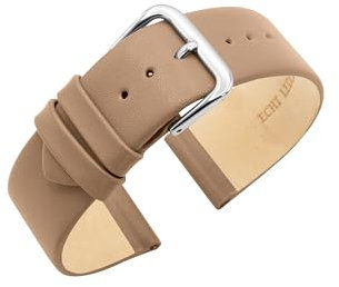 Eichmüller Uhrenarmband Nahtlos Nappaleder Kalbsleder in 10/12/14/16/18/20 mm (Beige, 20 mm)