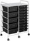 Yaheetech 15 Drawers Plastic Storage Cart, Multipurpose Mobile Organizer Unit with 4 Lockable Wheels, Utility Rolling Trolley for Home Office School Salon & Beauty, Black