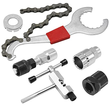 DUZFOREI 6 Pcs Bicycle Repair Tools Kit, Bike Cassette Removal Tool, Sprocket Removal Tools Sprocket Remover for Mountain Bike, Road Bike