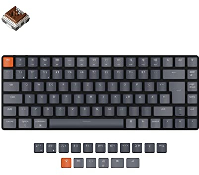 Keychron K3 Ultra-Slim Bluetooth Wireless Mechanische Tastatur Deutsches ISO-DE-Layout Hot-Swap-fähig Low Profile Optisch brauner Schalter RGB-Hintergrundbeleuchtung Gaming-Tastatur für Mac Windows