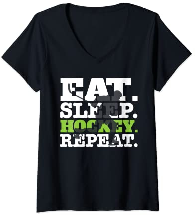 Damen Eishockeyspieler I Eishockey T-Shirt mit V-Ausschnitt