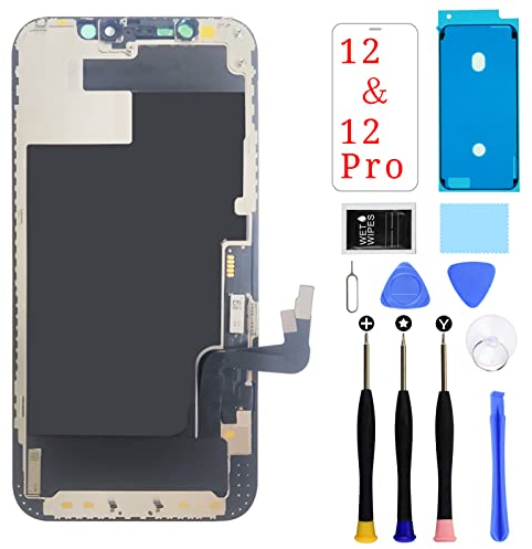 Csbhbin Ersatz-Set für iPhone 12/12 Pro 15,5 cm (6,1 Zoll) für iPhone 12/12 Pro LCD Display Digitizer Touchscreen Montage mit Reparatur schwarz