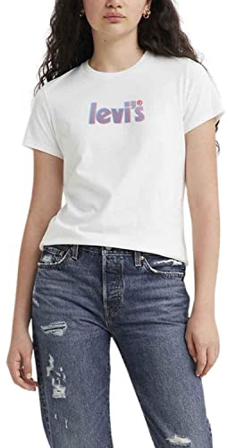 Levi's Women's The Perfect Tee- Poster Logo T-Shirt, Poster Logo Bright White, S