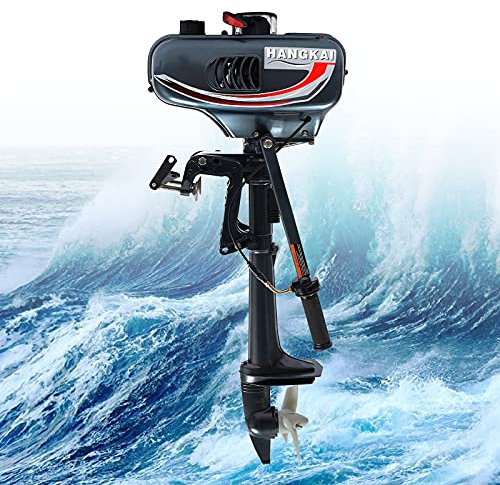 Außenbordmotor 3,5HP Benzin Bootsmotor Außenborder Fischerboot Motoren 2 Takt Schleppmotor 2,5W 4000-5000 U/min für Schlauchboote, Angelboote, Bootsmotor Wasserkühlung Fischerboot Motor