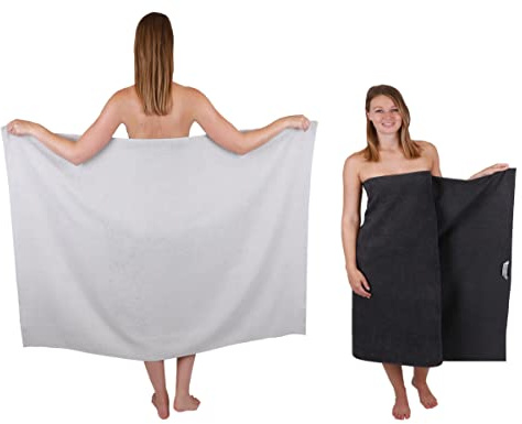 Betz 2 Stück Maxi Duschtücher XXL Badetuch Duschtuch Größe 100x150cm Berlin Farbe Silbergrau/Graphit