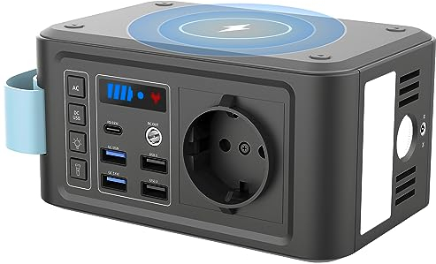 CAPTOK Batterie externe 230 V avec prise 88,8 Wh Powerstation, chargeur sans fil 10 W, générateur solaire 120 W USB LED pour camping, urgence en plein air