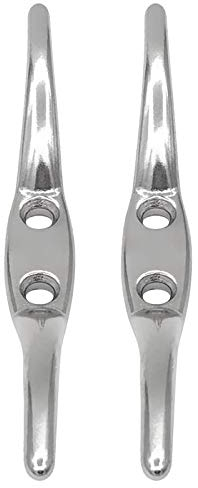 Oikabio 2PCS Silber Halyard Rope Cleat Hook - Rostfrei - Ohne Befestigungsschrauben 15.1X2.8CM (Flach)