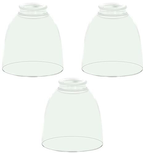 Eietonte 3 Pack Clear Glass Shade Replacements, Ceiling Fan Light Covers Glass Globes Lampshades for Chandelier, 4.92High, 4.72Diameter, 1.65 Fitter, High Transmittance Bell Shaped Glass Shades