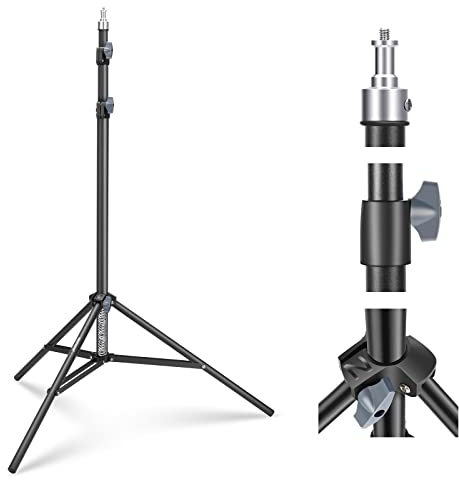 NEEWER Fotografie Lichtstativ 87-200cm, federbelastetes Beleuchtungsstativ mit ø28mm Dicker Rohrdurchmesser, Lampenstativ für Ringlicht/LED/Stroboskop/Softbox, Max. Belastung 22Pfund, ST-200 Schwarz