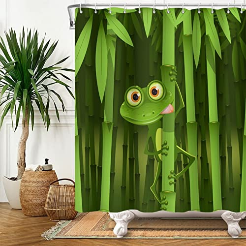 Lustiger Frosch Duschvorhang 180x180 cm, 3D Lustiger Frosch Duschvorhang Anti-Schimmel Textil, Shower Curtains Polyester Stoff Wasserdicht Duschvorhänge für Badezimmer, Bad Vorhang mit 12 Haken