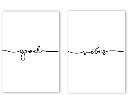 KAnduo Good Vibe Sign Wandkunst, nordische Poster und Drucke, positive Inspiration, Leinwandkunst, Malerei, Wandbild, Yoga-Studio-Dekor, ohne Rahmen