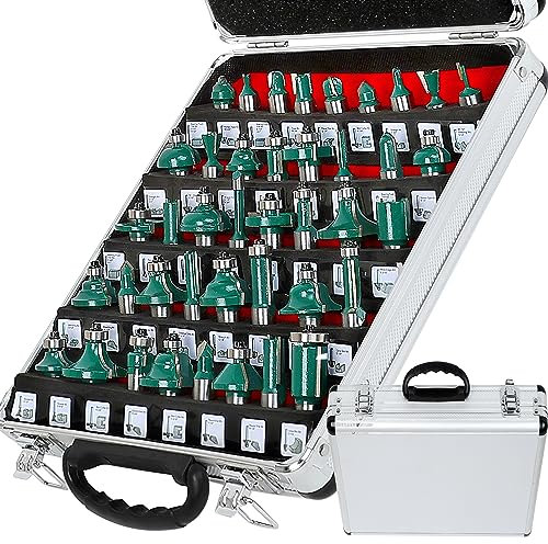 MAYLINE Router Bit Set 1/2 Inch Shank 41 PCS, Woodwork Milling Groving Cabinet Router Bits Sets Cutter, Wood Miter Cutting Tool for Door Table Shelves DIY (1/2-TM)