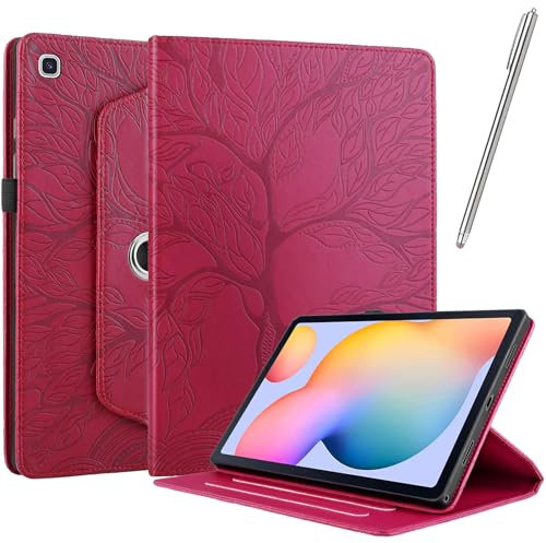 Netany Funda para Samsung Galaxy Tab S6 Lite 10.4 (P610/P615) 2020 & 2022 con lápiz Capacitivo, Piel sintética con Tapa función Atril Soporte para lápiz Funda [Auto-Reposo/Activación] - Rojo