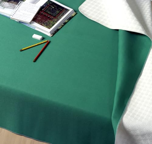 GEMITEX Molle Tischschutz Made in Italy rutschfest, stoßfest, doppelseitig, weiß/grün, rund 140, dekoriert und schützt Ihren Tisch vor Stößen, Kratzern und Flüssigkeiten, mit Overlockkante