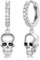 Totenkopf Ohrringe 925 Sterling Silber Totenkopf Huggie Creolen Ohrringe Halloween Gothic Schmuck für Unisex Damen Herren Mädchen Teenager Geschenke