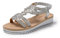 JOMIX Sandales Femme Compensées été Sandale Femme avec Élastique Réglable pour Marche Maison Piscine Plage (Argenté, 39)