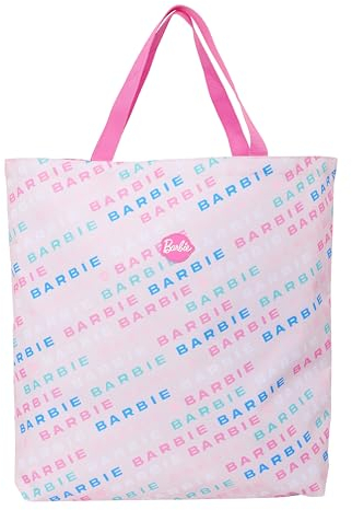safta BARBIE LOGOMANIA - Sac shopping pour femme, confortable et polyvalent, qualité et résistance, 50 x 10 x 45 cm, couleur rose pâle, Rose pâle, Estándar, Décontracté