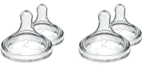 Dr. Brown’s Natural Flow Level 2 Wide-Neck Baby Bottle Silicone Teat, Medium Flow, 3m+, 100% Silicone Bottle Teat, 4-Pack