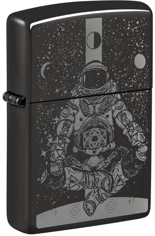 Zippo Sturmfeuerzeug - Astronaut in Space, High Polish Black, Photo Image - Nachfüllbar - Wiederverwendbar - Windfestes Design - Geschenkbox - Made in USA
