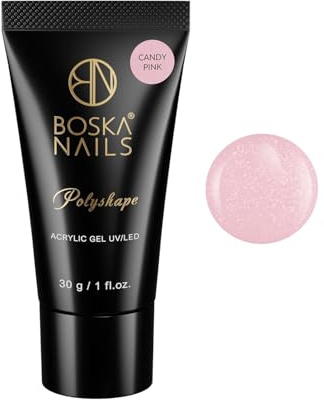 Boska Nails Polyshape Acryl-Gel Candy Pink 30 g gel pour ongles rose clair avec des effets de brillance fins, facile à appliquer et durable, dans un tube pratique