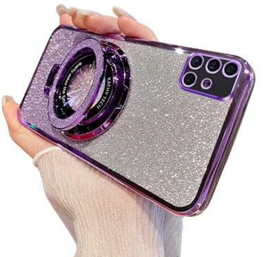 SIYOPINPFY Hülle für Samsung Galaxy A71 4G Hülle mit Ständer Ring Halter, Glitter Funkelnder Diamant Schutzhülle Silikon Dünn Stoßfest Kameraschutz Handyhülle für Samsung Galaxy A71 4G, DS Violett