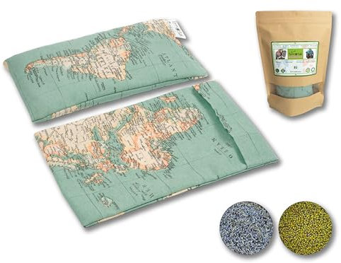 TERMOSAK Bouillotte sèche, 23x14 coussin chauffant eco chaud/froid, avec de graines de soja vert haute durabilité et lavande, sac thermique pour micro-ondes/congélateur. (003, 23x14+Housse)