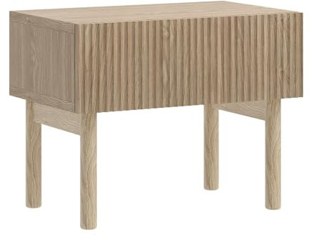 Selsey Nachttisch Beistellschrank Beistelltisch Nachtschrank 50 cm Stehend Mit Schublade Eiche Geölt Gefräste Fronten Nolie