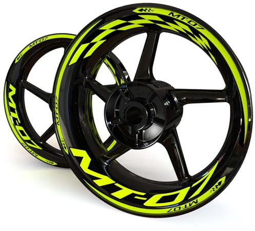 Felgenaufkleber - Passend für Yamaha MT-07 - Checker Design (Fluo Gelb, Glanz)