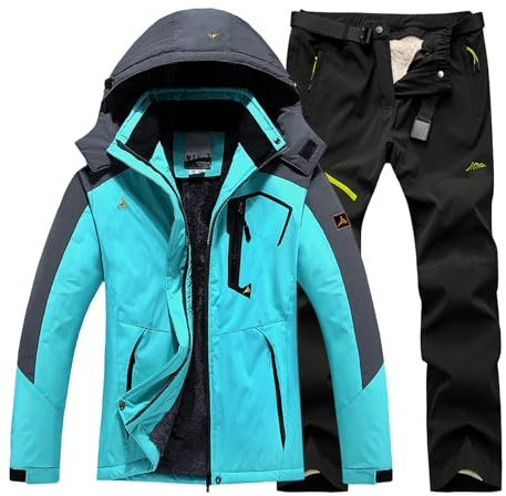 Generisch Skianzug Herren 2 Teilig Set Wasserdicht Schneeanzug Mit Kapuze Snowboard Set Winddicht Ski Anzug Männer Sport Skibekleidung Warm Thermoanzug Skijacke Und Hose
