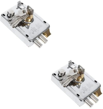 jojofuny 2 Pièces serrure de porte en acier inoxydable Verrouillage de sécurité pour porte d'entrée Serrure de porte pour à coucher remplacement de serrure de porte de garage Silver