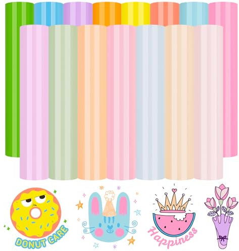 TECKWRAP Permanent Vinyl Bundle 15 Pack Adhesive Sheets 12in x 12in Glossy Craft Vinyl for Mug, Cup, Window & Home Deco and Other DIY Projects