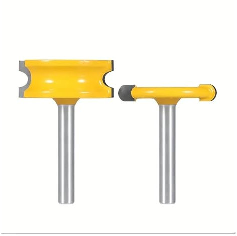 Lot de 2 fraises à rainure et languette en T à tige 1/4 et 1/2 - Fraise à parquet for assemblage de panneaux, travail du bois, coupe et sculpture(12.7mm)