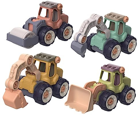 Abaodam 4-teiliges BAU-LKW-spielzeugset Für Jungen Und Mädchen Robustes Montageauto-Spielzeug Realistisches Design Für Kleinkinder