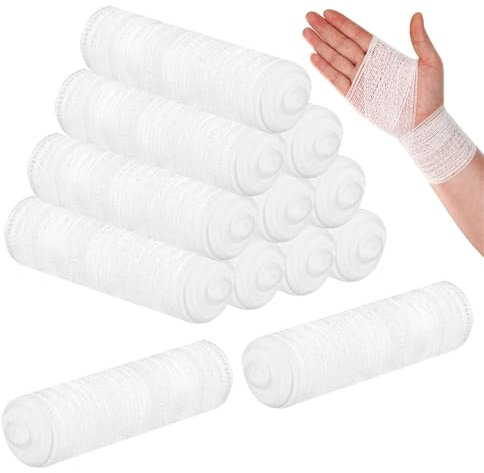 12Pcs Premium Conforming Bandage 10cm x 2m Soft Bandages Stretch Bandage Wrapping Breathable Gauze Rolls