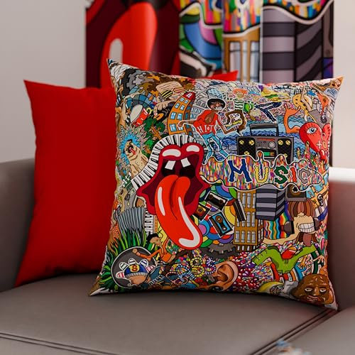 PETTI Artigiani Italiani - Coppia di Federe Cuscino 50x50 cm in Microfibra, Cuscini Arredo Camera da Letto, Divano, Salotto, Set 2 Fodere Copricuscino, Federa Murales, 100% Made in Italy