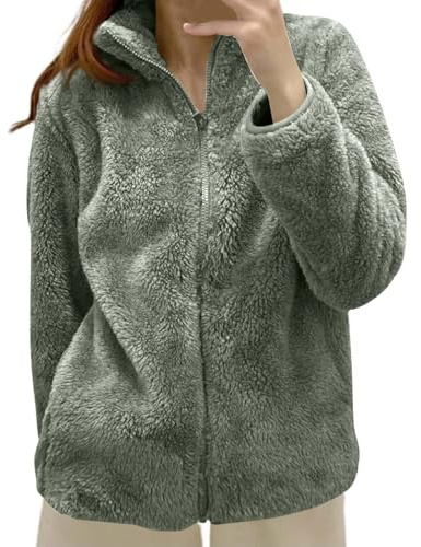 Générique Manteau Femme Automne Hiver Zippé en Polaire Epais Manches Longues Doublure Molletonnée Chaude pour Style Décontracté Confy Tous Les Jours