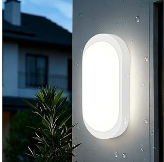 Oumida LED Deckenleuchte 18W 1800LM Neutralweiß 4000K, IP65 Feuchtraumleuchte, Wandleuchte LED Lampe Ovalleuchte, Kellerleuchte für Flur Keller Garten Badzimmer Garage Balkon (18W)