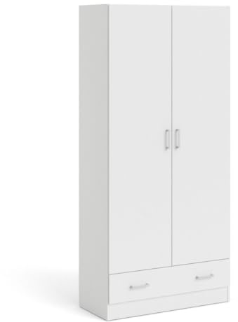 Space Wardrobe with 2 Doors + 1 Drawer in White