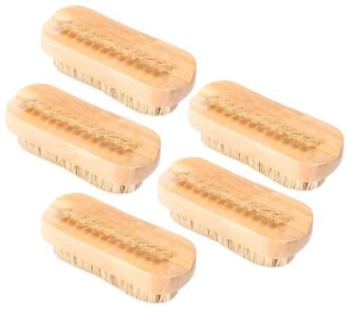 Alipis 5 Stück Holzreinigungsbürsten mit Schweinemähnen Handwaschbürsten und Nagelbürsten aus Lotusholz für Gründliche Haut und Nagelreinigung