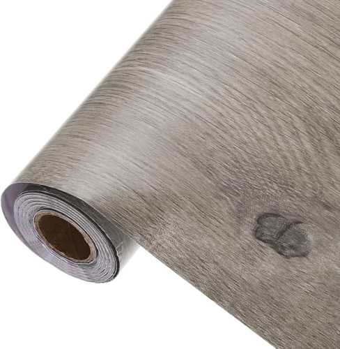 QUARKZMAN Holzoptik Kontaktfolie 60 cm x 10 m Selbstklebende Holz Tapete Wasserdichte Abziehbare Arbeitsplatten Für Zuhause Küche Schrank Badezimmer Grau