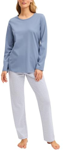 CALIDA Graphic Nights Pyjama Damen | langer Schlafanzug, weiche Single-Jersey-Qualität und komfortable Passform