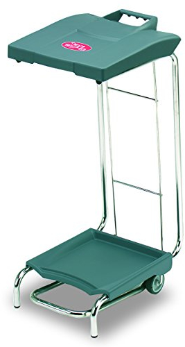 Chariot porte-sac poubelle professionnel Lg488 x P359 x h864 mm en inox et polypropylène pour sac de 110 L