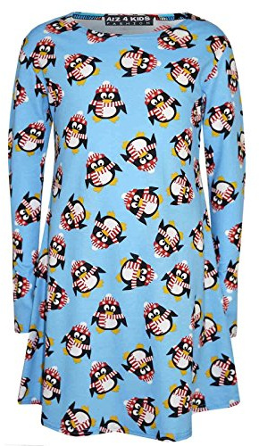 A2Z Girls Christmas Dress Full Sleeve Festive Outfit 5-13Y | Lightweight Round Neck Style for Xmas Parties and Events