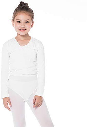 Cache-Coeur de Danse Coton Veste de Ballet Manches Longues Manteau pour Enfants Filles Femmes Blanc M