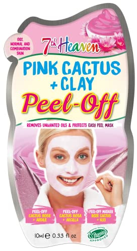 7th Heaven Pink Cactus and Clay Peel-Off Gesichtsmaske mit Zellstoffgranatapfel zum Entfernen unerwünschter Öle und zum Schutz der Haut